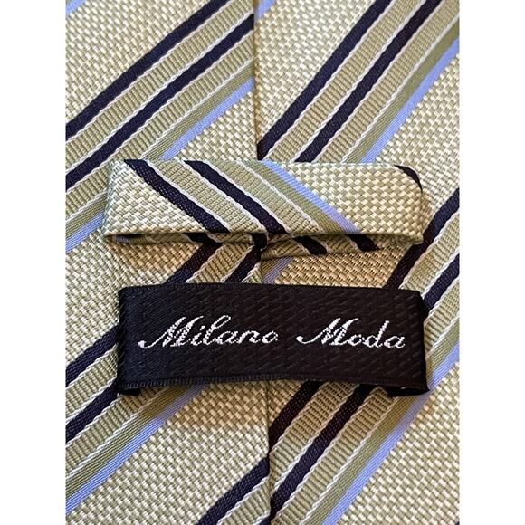 Milano Moda Green Blue Hand Made 100% Polyester Men’s Neck Tie Made In China - Picture 8 of 9